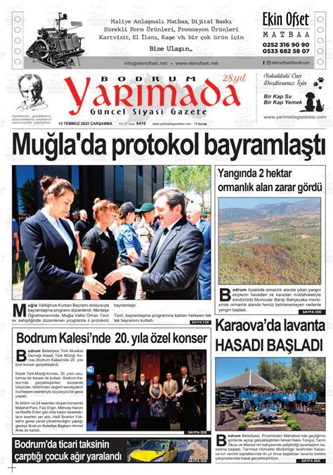 13 Temmuz 2022 tarihli Bodrum Yarimada Gazete Manşetleri