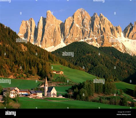 It Dolomites St Magdalena And Geisler Peaks Stock Photo Alamy