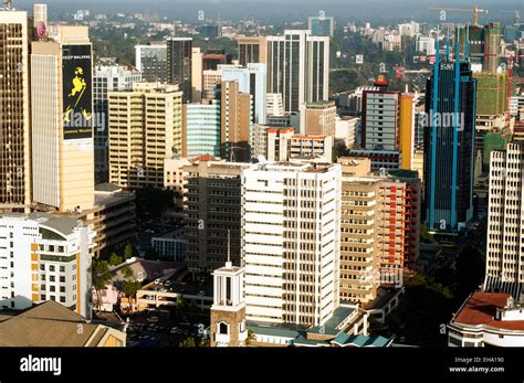 Aerial View Of Nairobi Cbd Buildings Looking West Kenya Stock Photo