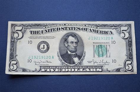 Vintage 1950 Five Dollar Bill Misprint Error Us Collectible Etsy