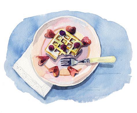 Watercolour Illustrations Holly Exley Illustrator Breakfast Food