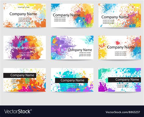 Business Cards Templates Made Paint Stains Vector Image