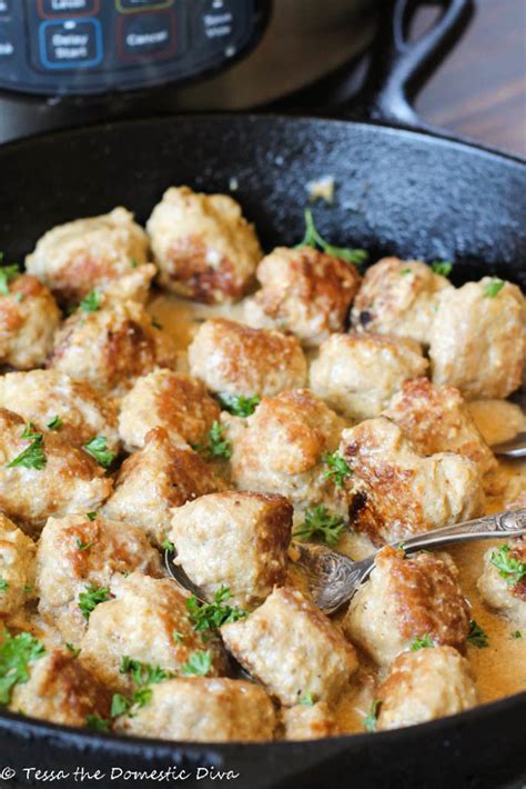 Add stock to the frying. Instant Pot Turkey Meatballs - Tessa the Domestic Diva