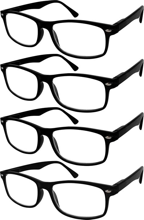 Tboc Reading Glasses Eyeglasses Eyewear Pack 4 Units Black Frame 100 Optical Power For