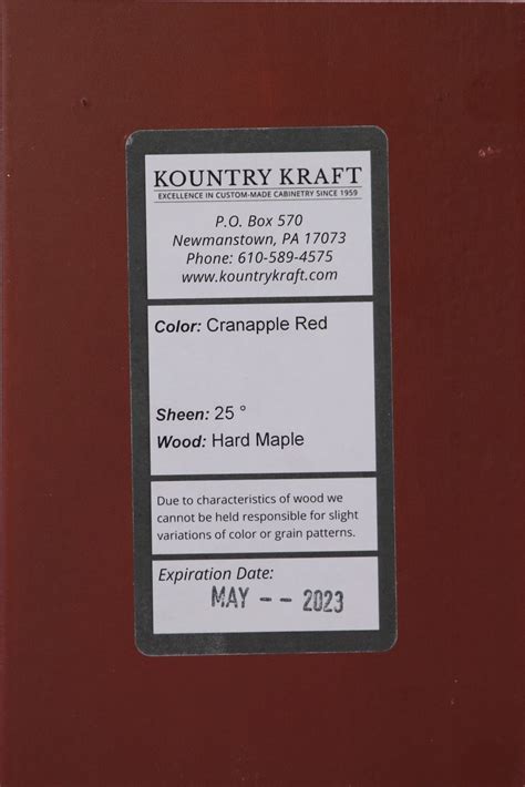 Cabinet Paint Cranapple Red 25 Hard Maple Kountry Kraft