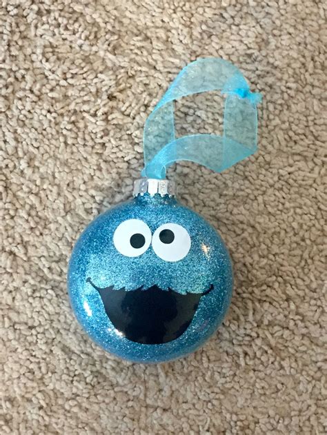 Cookie Monster Ornament Glittered Inside Of Ornament Then Added Face
