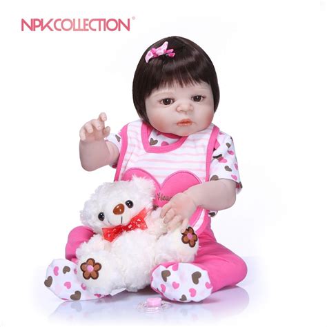 Npkcollection 55cm Reborn Baby Girl Doll Full Silicone Body Lifelike