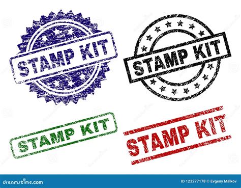 Scratched Textured Stamp Kit Stamp Seals Stock Vector Illustration Of