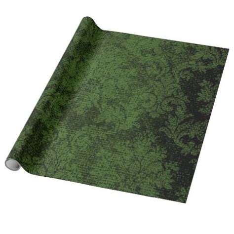 Green Goth Victorian Damask Vintage Wallpaper Wrapping