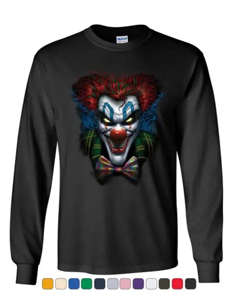 Psycho Clown Long Sleeve T Shirt Nightmare Evil Creepy Scary Horror