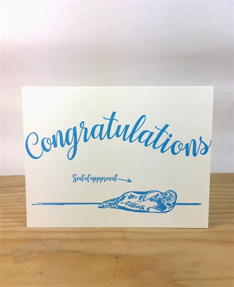 Congratulations Seal Of Approval Letterpress Card Etsy