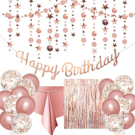 Buy Rose Gold Birthday Party Decoration Happy Birthday Banner Glitter Circle Dot Garland