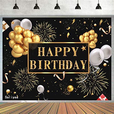 Happy Birthday Backdrop For Women Men Adult Party Photo Backdrops Black And Gold 667016167600 Ebay
