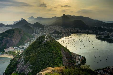 Rio De Janeiro View From Sugarloaf Mountain Over The City During Sunset
