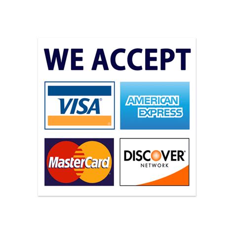 We Accept Credit Cards Amex Visa Mastercard Discover Decals Sticker Logo Sign For Stores