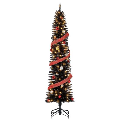 Home Heritage 7ft Prelit Artificial Pencil Christmas Tree W Led Lights