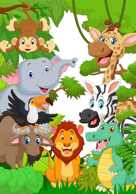 Animal Salvaje En La Selva Vector Premium Cartoon Jungle Animals Zoo