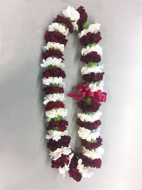 Maroon And White Carnation Lei In San Jose Ca Valley Florist