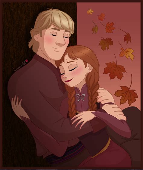 Anna And Kristoffs Romantic Moment In Autumn Fall Disney Princess