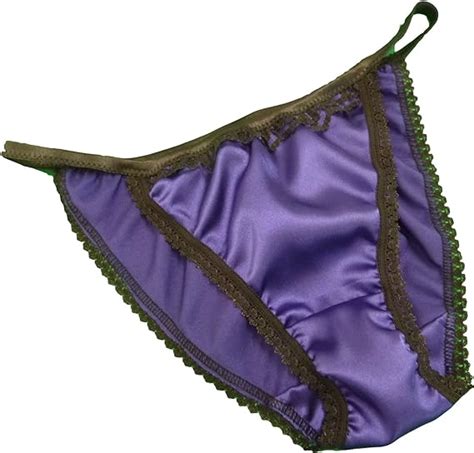 pure silk satin and lace mini tanga string bikini panties royal purple