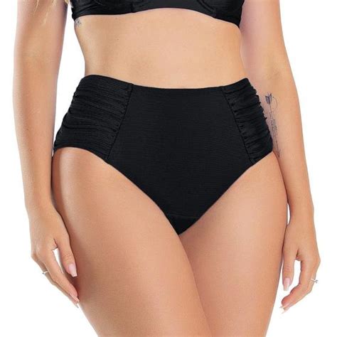 Biquíni Sunkini Drapee Liso Compressão Cintura Alta Moda Praia Zero Barriga Banho De Mar