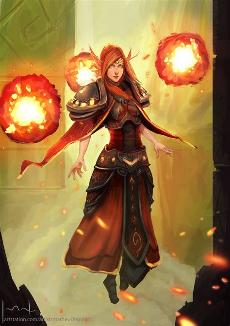 Fire Mage Matheus Fernando Warcraft Art Fantasy Character Design