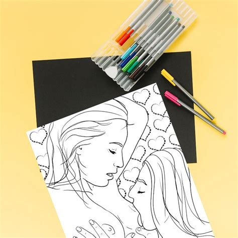 Two Girls Adult Coloring Page Sex Coloring Page Naughty Etsy