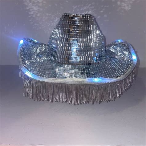 Disco Ball Cowboy Hat Mirrorball Hat Full Mirror Cowgirl Etsy In 2022
