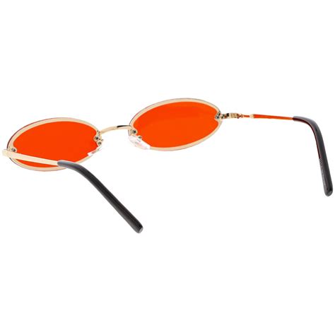 retro small rimless oval sunglasses slim arms color tinted lens 54mm sunglass la