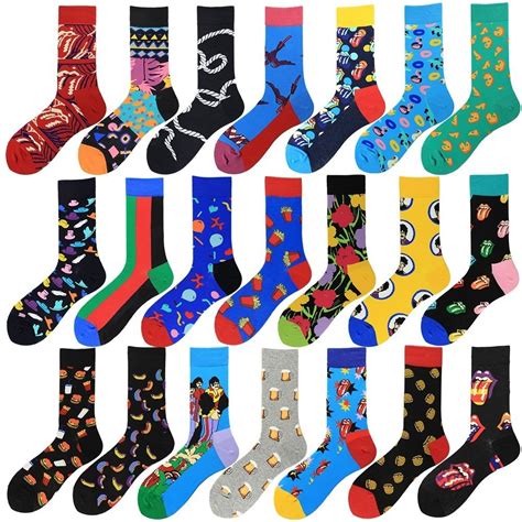 Peonfly Eu36 47us5 12 Funny Socks Crazy Colorful Fruits Food Printing Combed Cotton Hiphop