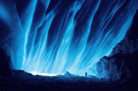 Premium Photo Northern Lights Ice Ceiling In Large Ice Cave