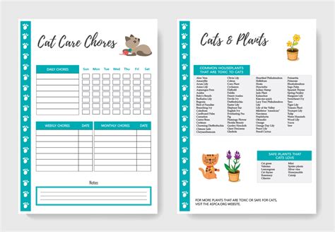Follow this advice on caring for your new best friend. Cat Care Planner: A PDF Printable with Cat Care Sheets ...