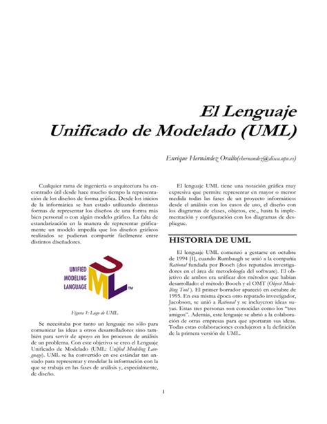 El Lenguaje Unificado De Modelado Uml