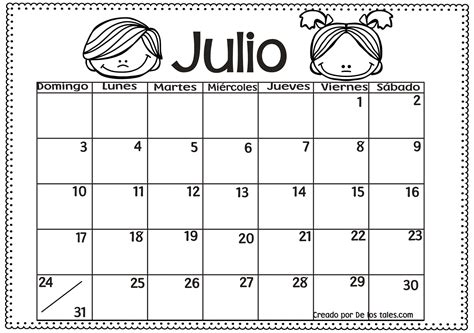 Calendario Julio Para Imprimir ¡organiza Tu Mes De Manera Práctica