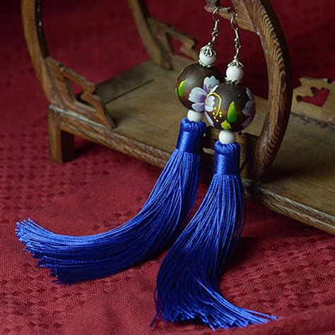 PINKSEE Chinese Ethnic Style Vintage Wood Bead Long String Tassel