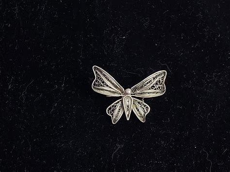 Sterling Filigree Butterfly Brooch Handcrafted Butterfly Etsy