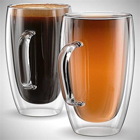 anchor and mill double walled insulated glass coffee mugs or tea cups for espresso latte