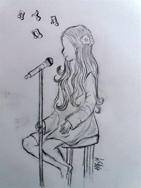 Girlsingingsong Pencil Sketch By Me Mini Drawings Singing Drawing