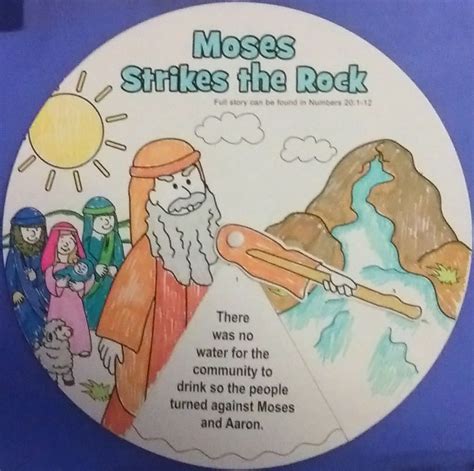 Colour Your Own Moses Strikes The Rock Wheel Bible Activities For
