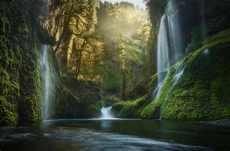 Wallpaper Sunlight Landscape Forest Waterfall Nature