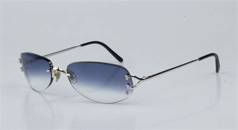 New Cartier 135 Blue Gradient Lenses Rimless Titanium Sunglasses 1070 Ebay