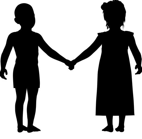 Kids Holding Hands Silhouette Image Free Stock Photo Public Domain