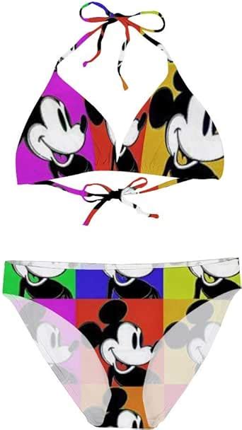 Colorful Mickey Mouse Bikini Swimsuit For Women Pools Beach