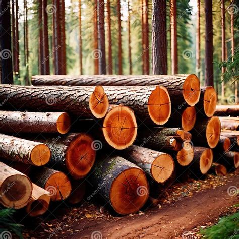 Piles Of Wood Log In Forest After Timber Cutting Stock Illustration
