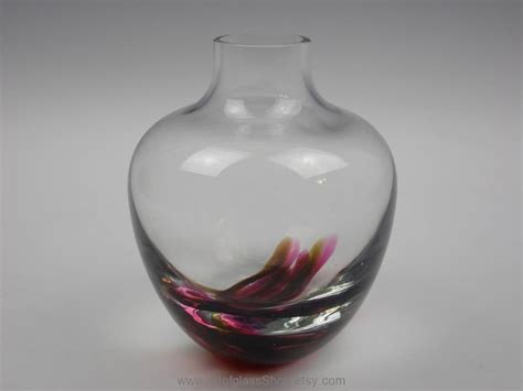Caithness Oban Pink Amber Glass Vase Etsy