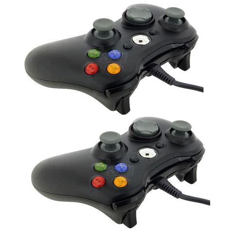 2x New Black Wired Usb Game Pad Controller For Microsoft Xbox 360 Pc
