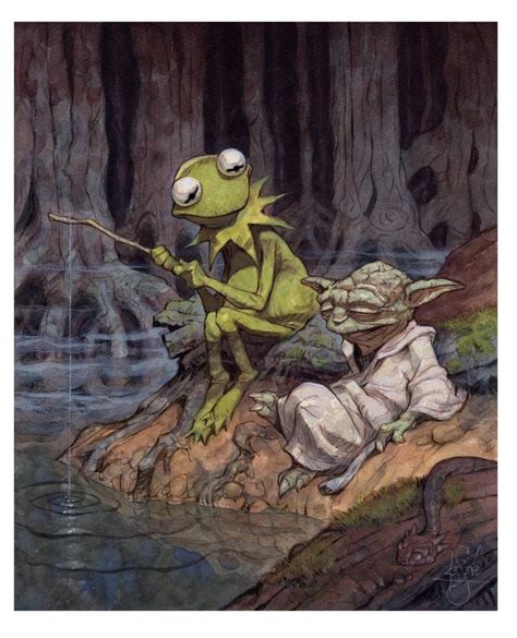 Geek Art Yoda And Kermit Hanging Out In The Swamp — Geektyrant