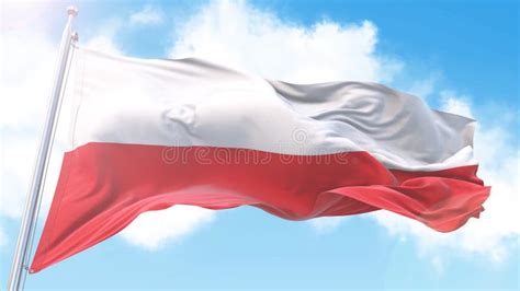 Polish Republic Flagnational Flag Of Poland Illustraton Blue Sky On