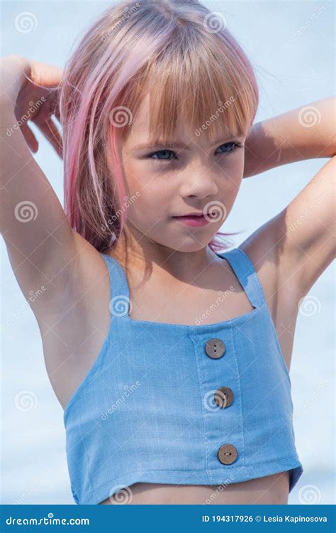 Cute Child Girl Portrait Outdoor Portrait Of Cute Little Girl In