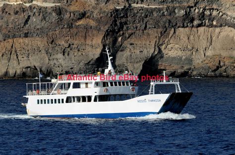 Greek Passenger Ferry Nissos Thirassia Three Photos Off Santorini In